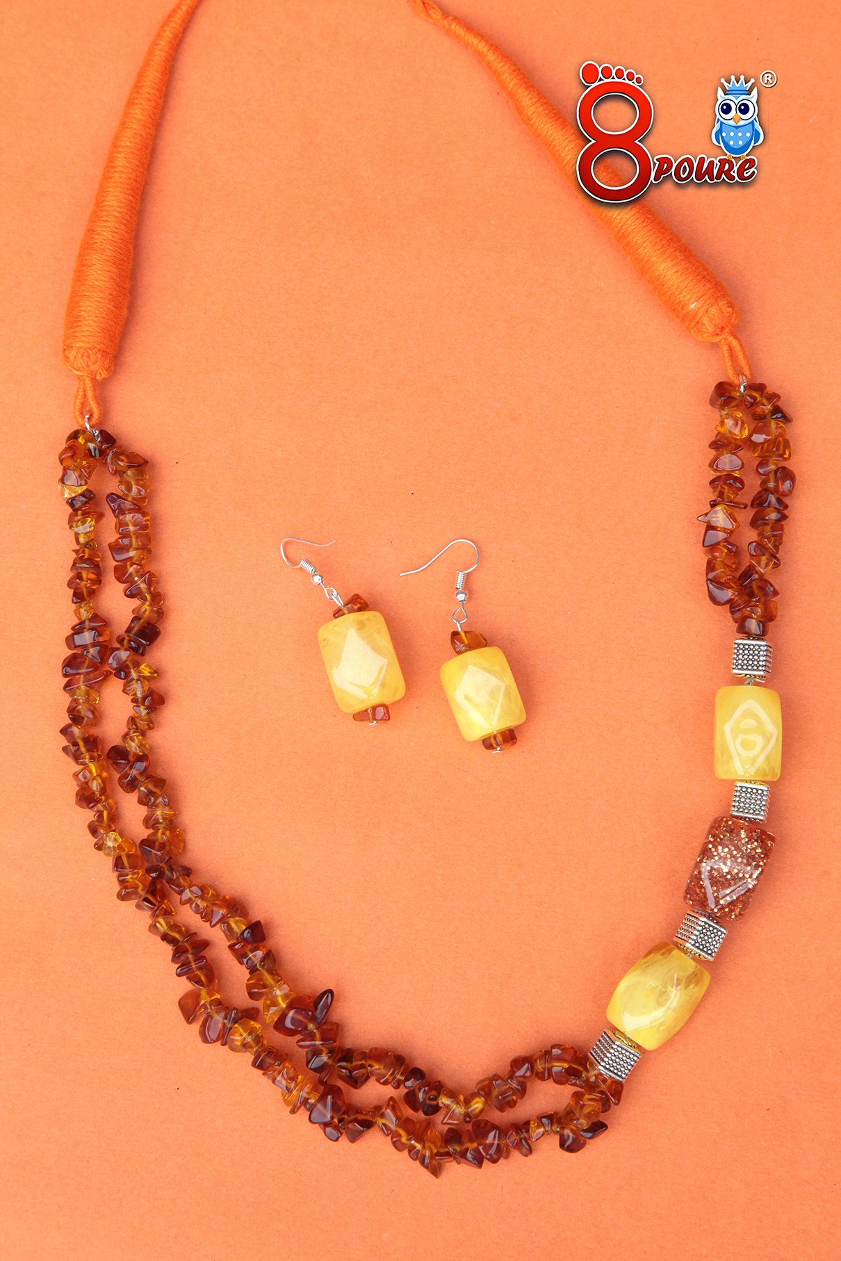 Uncut Crystal With Chemical Beads Jewellery Set | Necklace & Earings