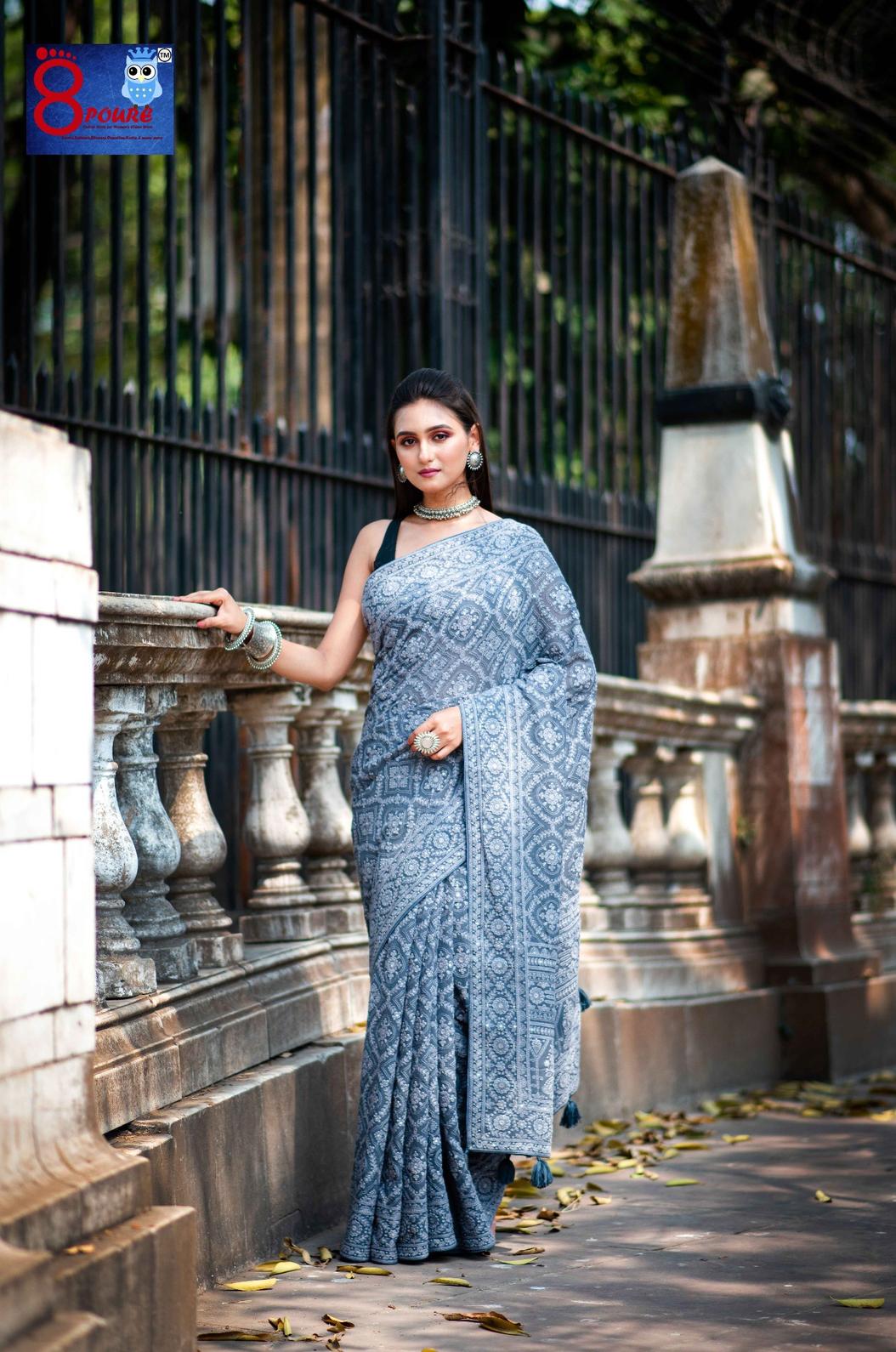 Georgette Pure Chikankari Saree
