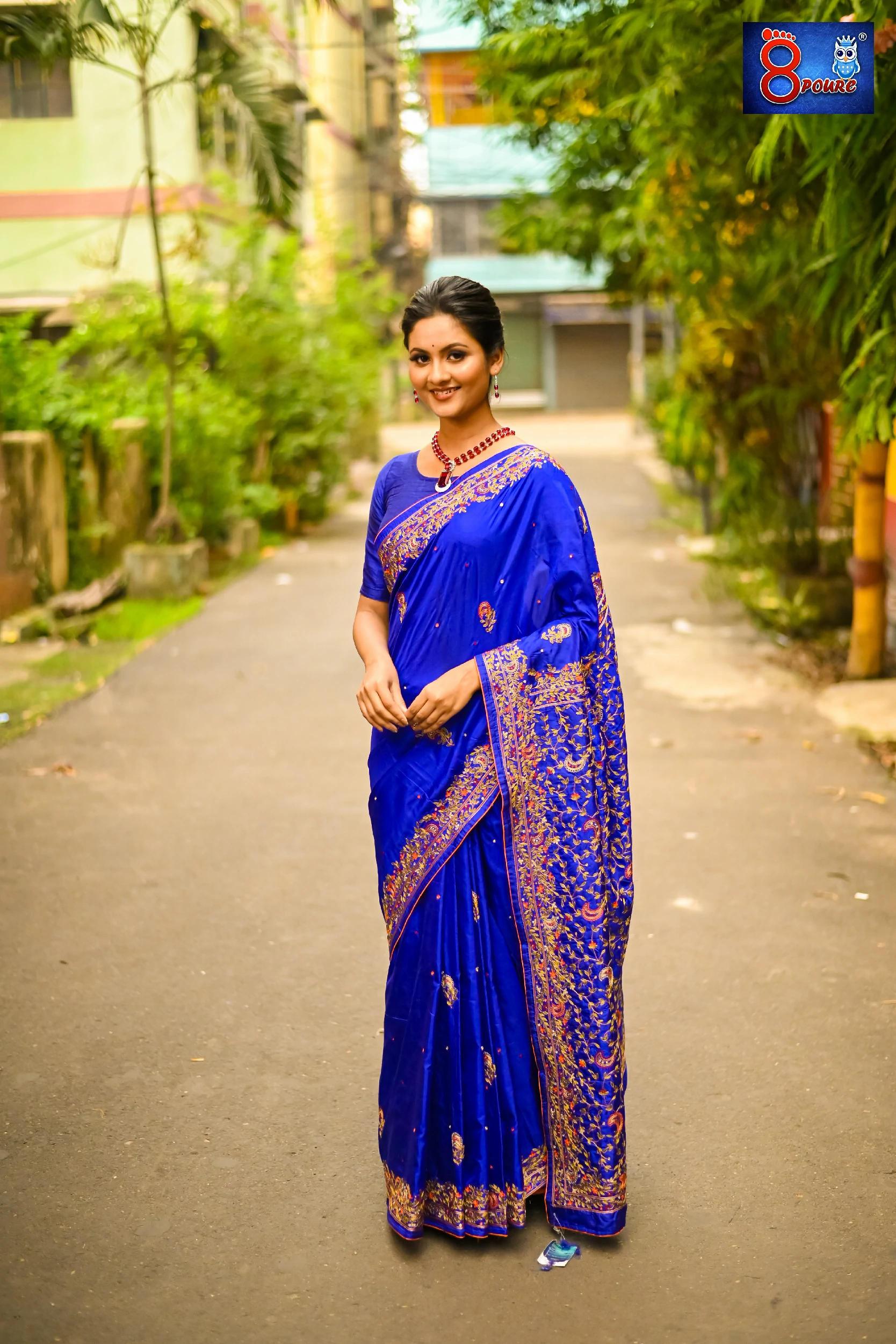 Royal Blue Hand Embroidered Designer Bangalore silk | Silk Mark | BGS03
