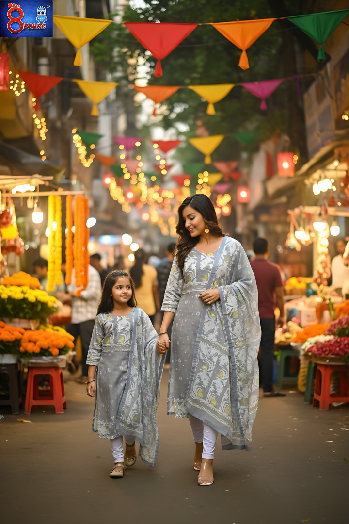 Baby Jamdani Kurti Dupatta | CPT 21 | Grey