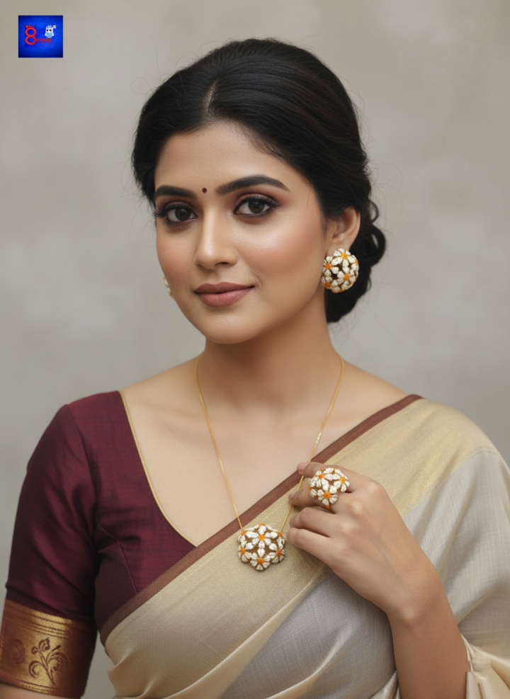 1.5 Gram Gold Polished Traditional Jewellery Set 