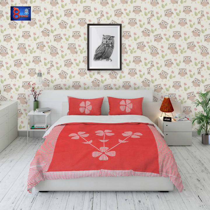 Pure Cotton Applique Bed Sheet wih Pillow cover| King size | 108x108 | BDC 003