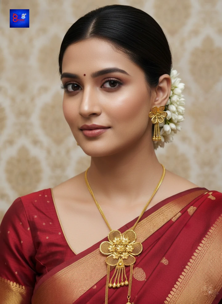 1.5 Gram Gold Polished Traditional Jewellery Set 