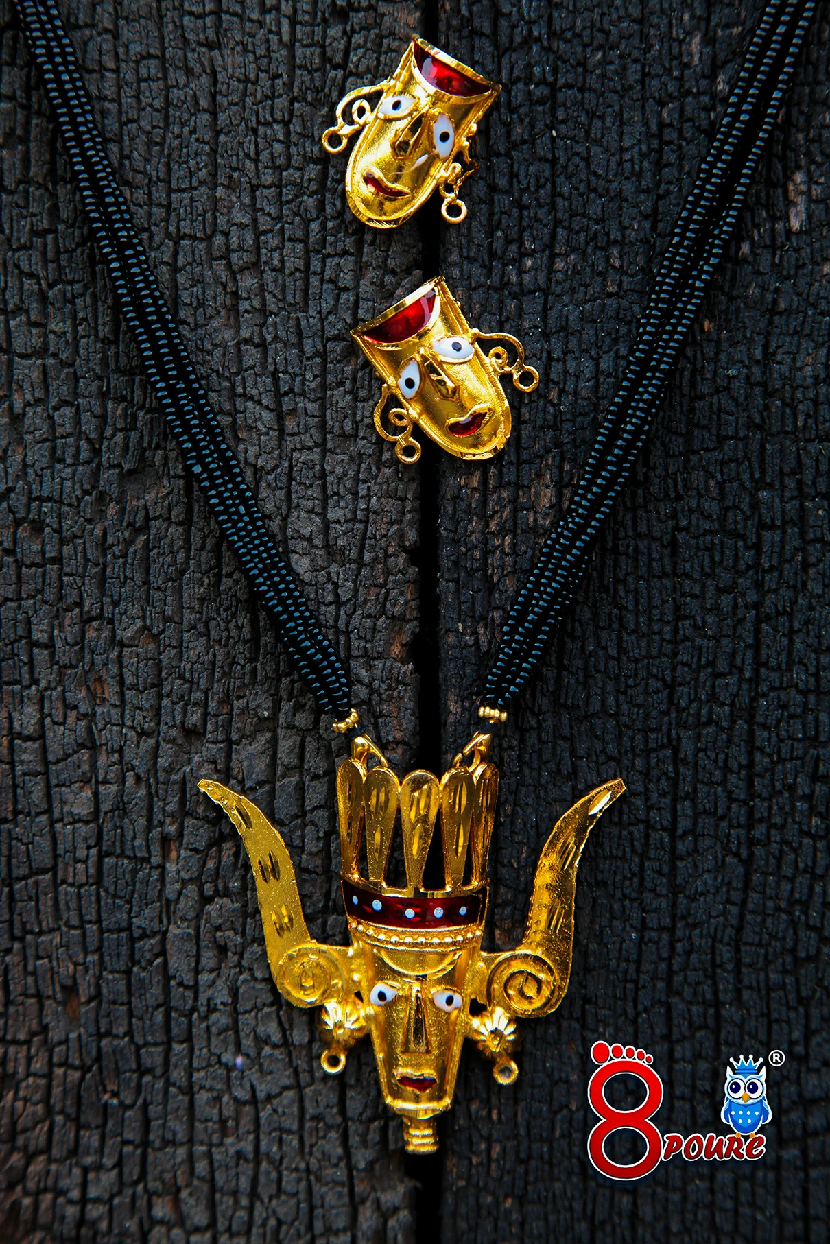 Minekari Designer Pendant with Eartop | 1.5 Gram Gold Jewellery