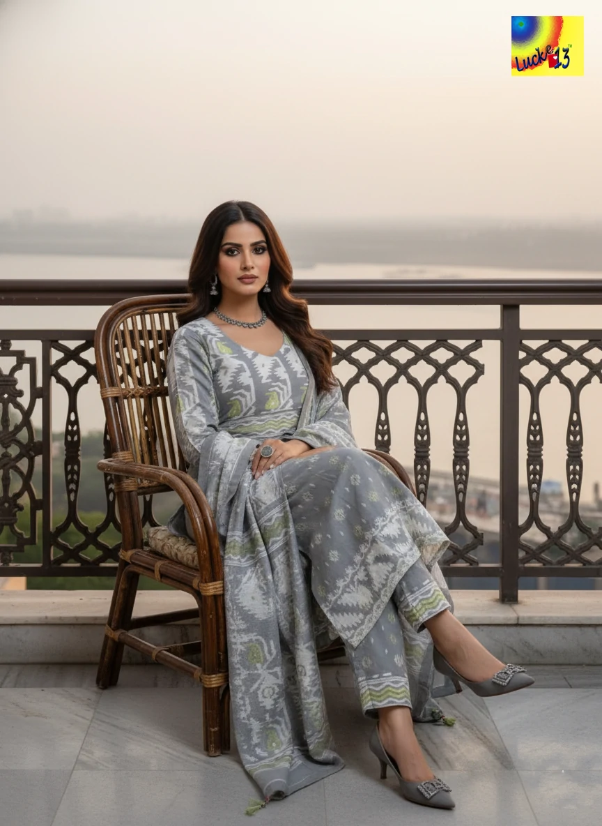 Jamdani Kurti, Pant with Dupatta