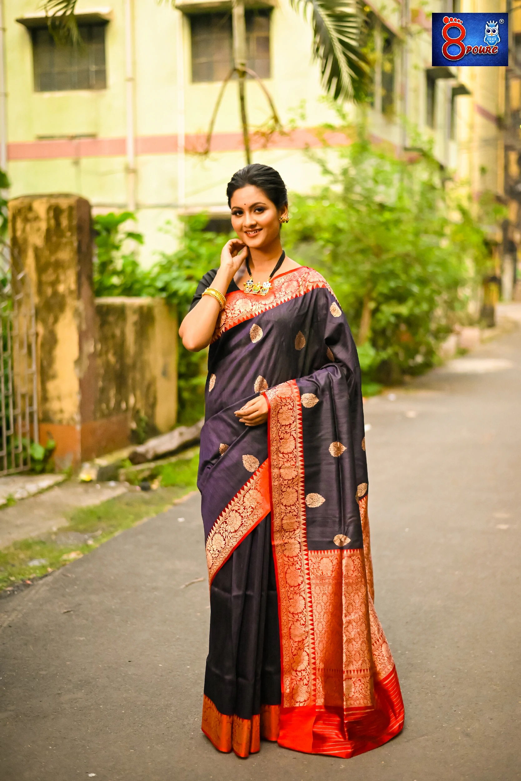Pure Tussar Banarsi | Silk  Mark | Black | TSR01