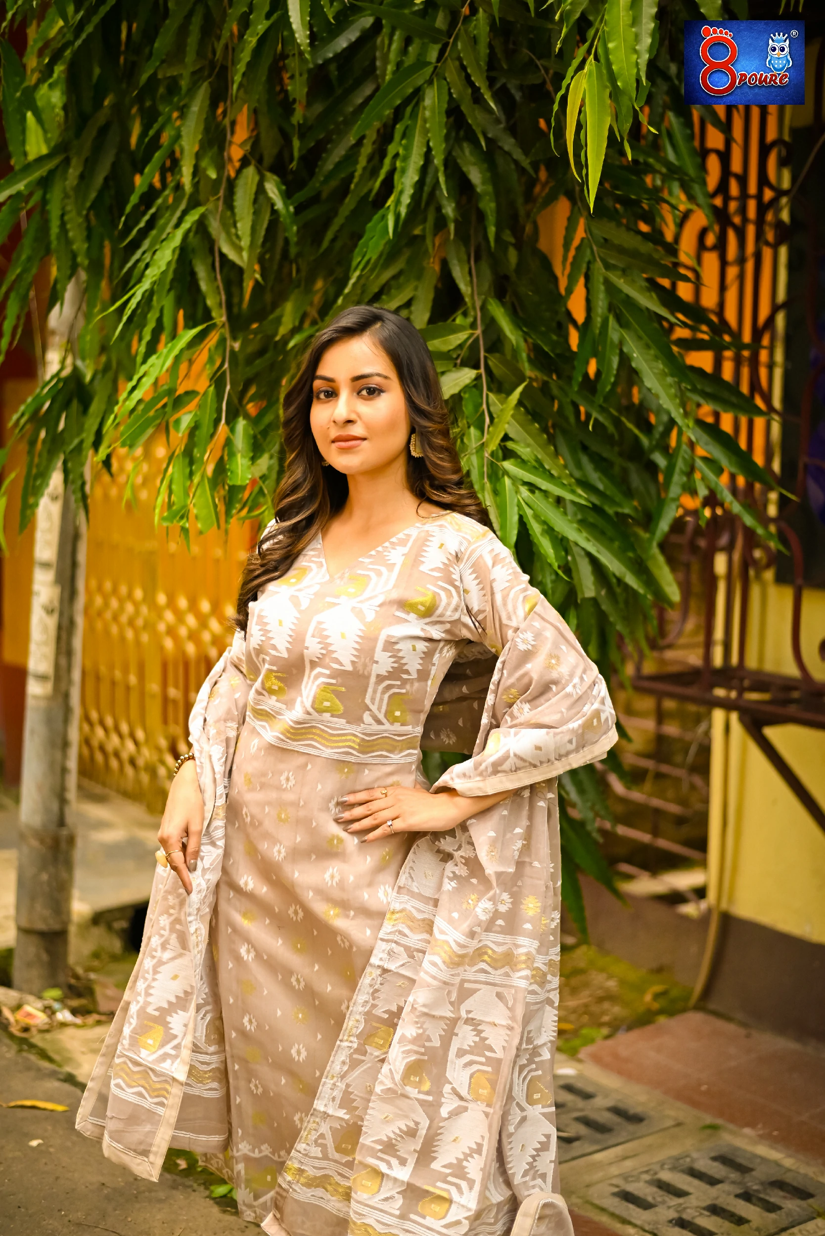 Cocoa Jamdani Kurti Dupatta | JKD 73