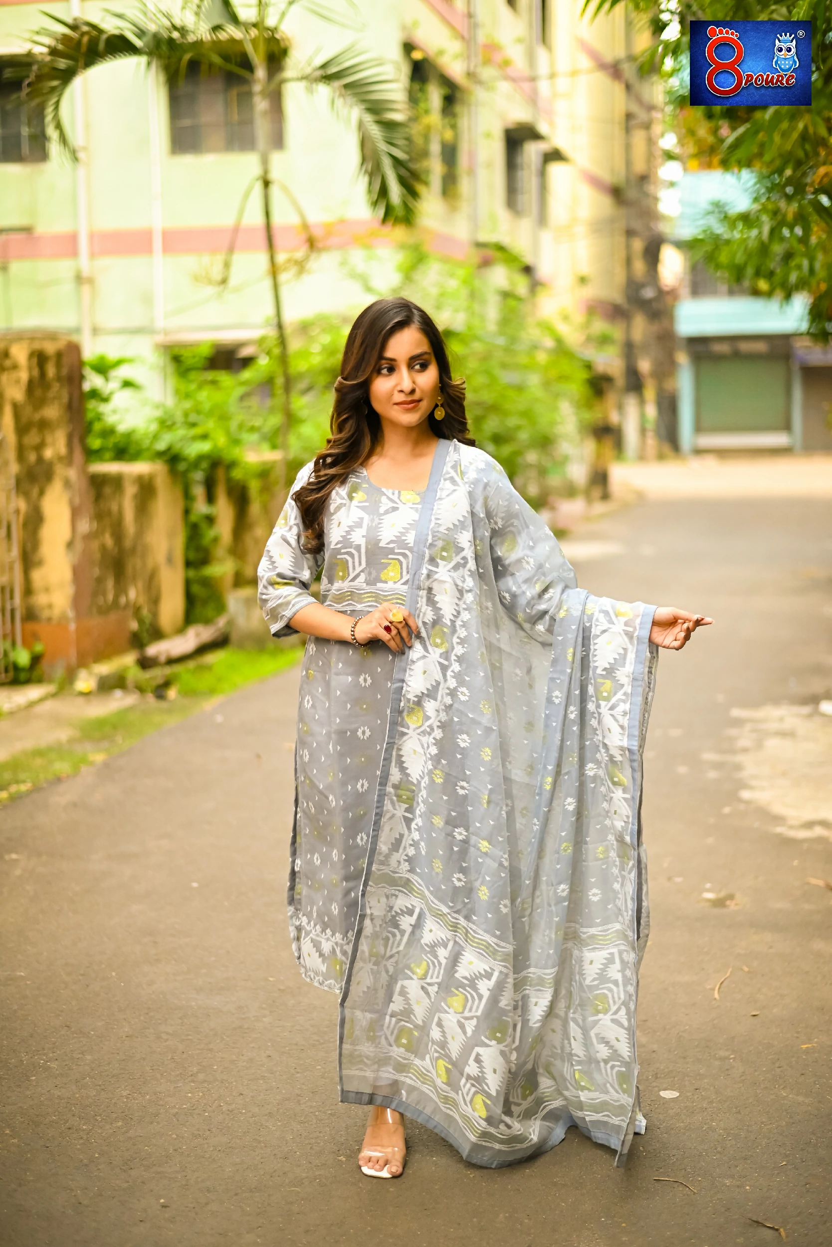 Grey Jamdani Kurti Dupatta | JKD 75