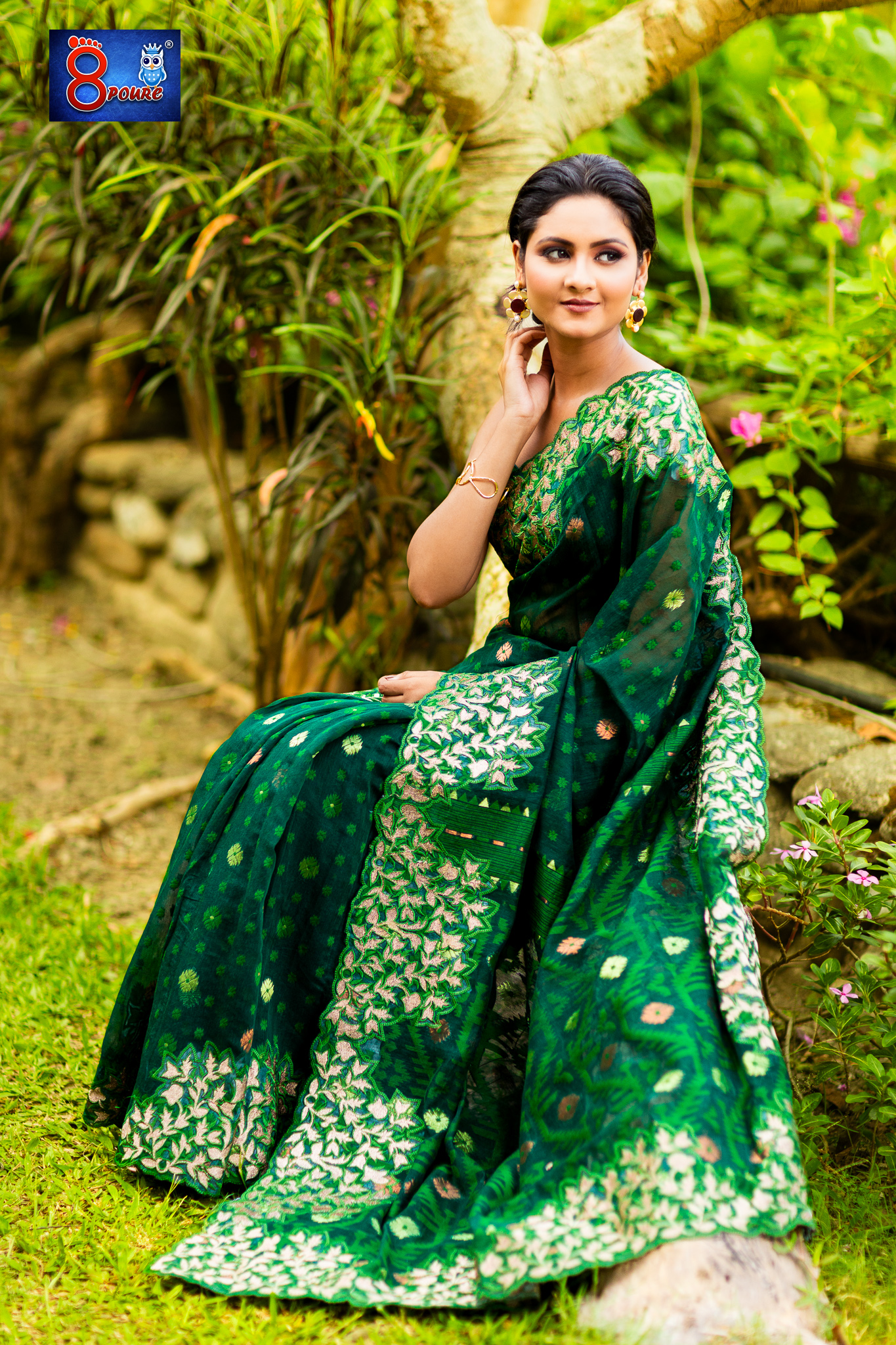 8POURE JAMDANI ZARDOSHI | BOTTLE GREEN  | TPP 13